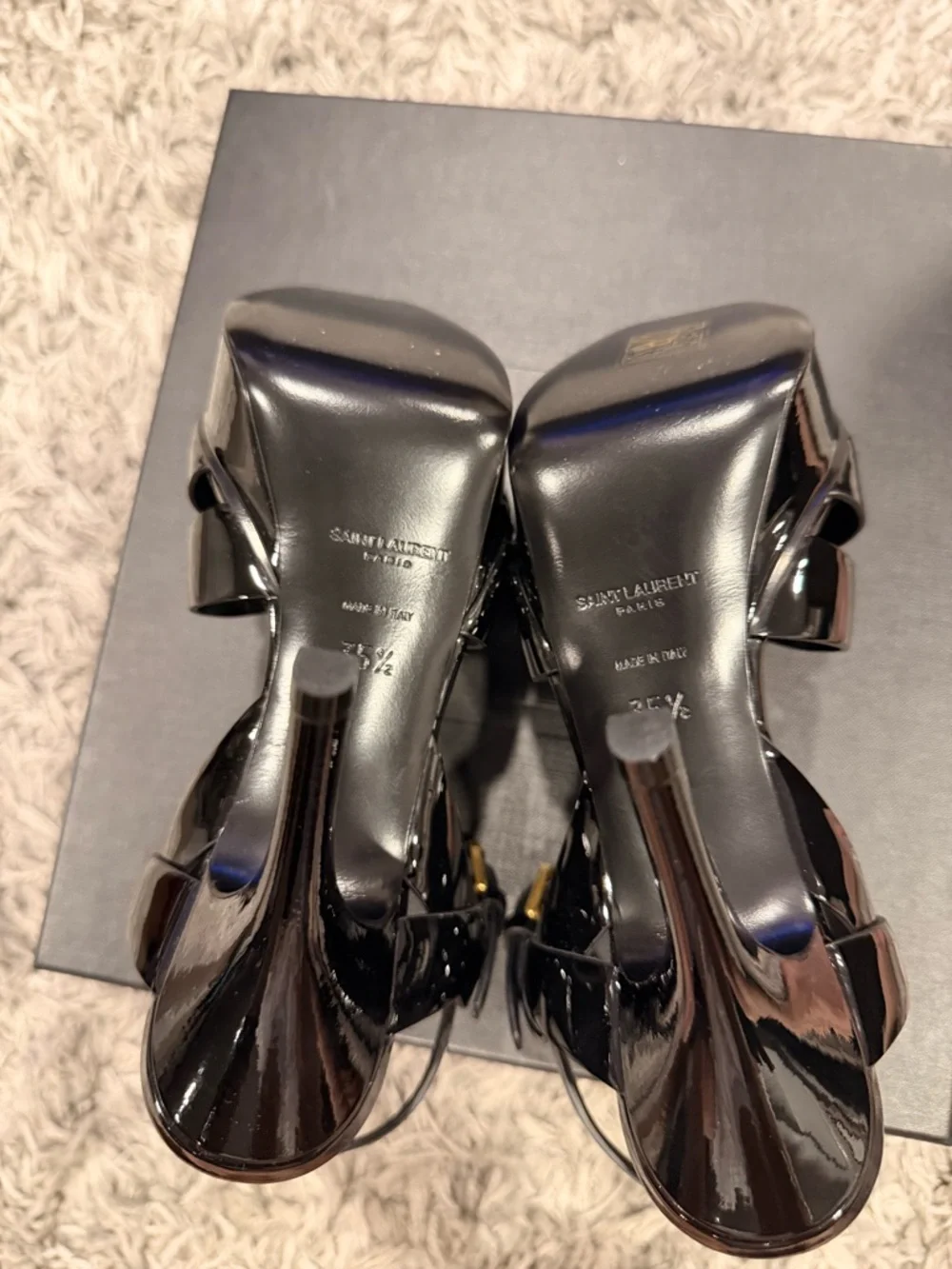YSL Tribute Platform Sandals in Black Patent Leather size 35.5 US 5.5 - Picture 6 of 7